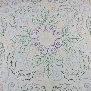 Vintage Christmas Embroidered Table Scarf